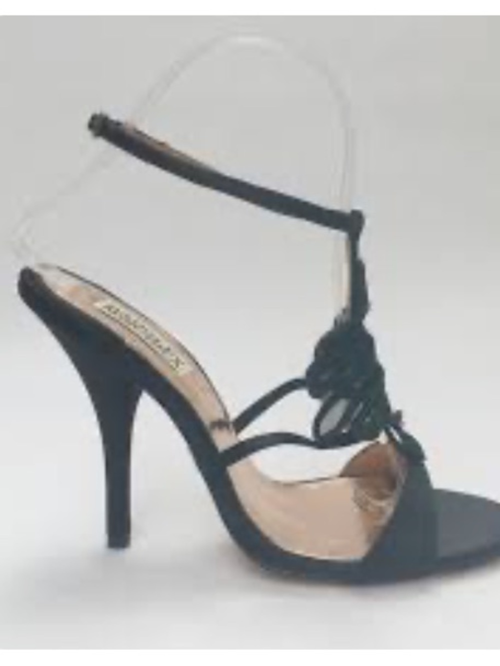 Badgley Mischka Black Satin Strappy Stiletto Sandals size 6.5